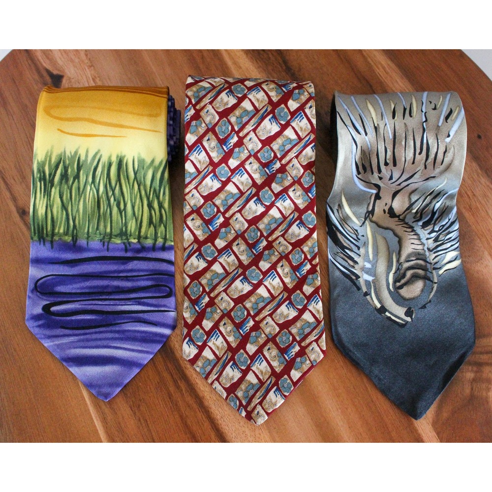 J. Garcia Silk Tie Lot of 3 Limited Edition Little Fish Van Goghs Trees Wetlands